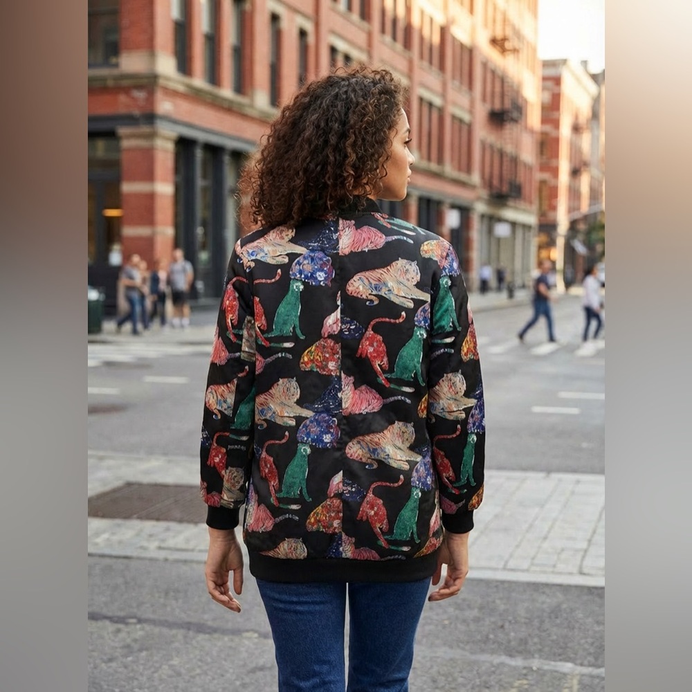 Zara Multicolor Animal Print Bomber Jacket